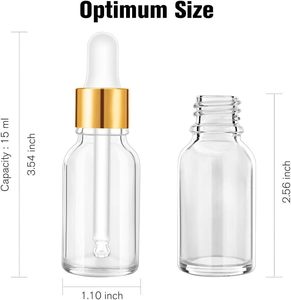 Botella con Gotero Transparente, Botella de Vidrio Ámbar Cuadrada para Gotas para los Ojos, 30 ml, Envase Cosmético para Suero - Product Image 2