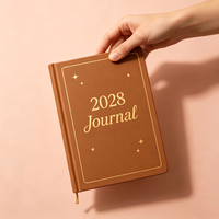 Carnet de notes A5 à couverture rigide 2028, agenda quotidien personnalisé marron, papeterie, cadeau