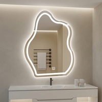 Miroir de salle de bain en aluminium de style nordique avec éclairage LED à induction, écran tactile anti-buée, miroir intelligent créatif