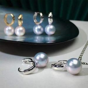 Ensemble de bijoux en argent DIY avec support vide pour boucles d'oreilles en argent S925, perles rondes de 8 à 12 mm, design de boucles d'oreilles pendantes tendance, modèle 21555 - Product Image 2