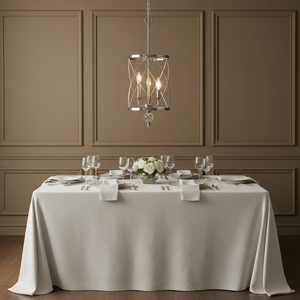 Lampadario a 3 Luci con Cilindri Geometrici, Finitura Nichel Spazzolato/Cromo, Lampada a Sospensione con Dettagli in Cristallo - Product Image 2