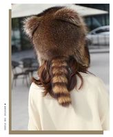 Chapeau en fourrure véritable avec oreilles de chat pour homme et femme, chaud pour l'hiver, en cuir, pour la chasse, avec queue, luxueux, coupe-vent, couleurs personnalisables