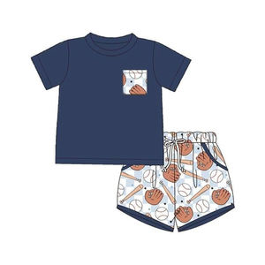 Conjuntos de Camiseta y Pantalones Cortos Deportivos Casuales con Estampado de Béisbol para Niños, Verano, Día del Juego, Algodón, Spandex, Tela de Estambre, Venta al por Mayor, OEM/ODM - Product Image 4