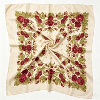 Bandana carré en soie respirant de 90 cm, motif floral numérique, ourlet roulé à la main, personnalisé et tendance