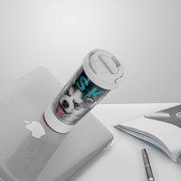 Tasse en plastique avec insertion de papier pour photo en acier inoxydable, gobelet à succion à double paroi, tasse de voyage portable sans déversement.