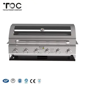 Grill à gaz de barbecue intégré, 6 brûleurs, en acier inoxydable, accessoire de fabrication professionnelle, livraison gratuite