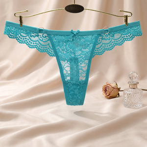 Tanga de encaje floral para mujer, transparente, de talle bajo, sexy, tipo G-string, bragas transpirables de color liso, venta al por mayor - Product Image 2
