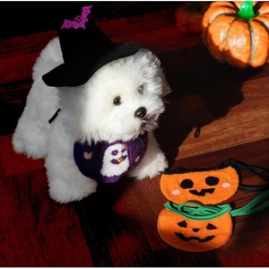 Baberos de Halloween para mascotas con diseño de calabaza y fantasma de dibujos animados, pañuelo elástico con cordón para perros y gatos, accesorio para disfraces de mascotas - Product Image 4