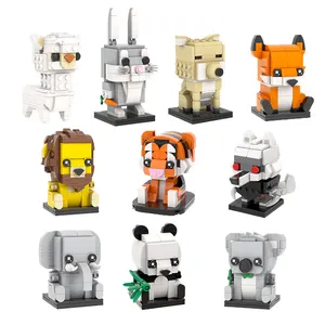 Koala Tiger Panda Fox cat Ensembles de blocs de construction d'animaux BrickHeadz MOC Brick Sets Diy Toys for Kids 2023 Toys