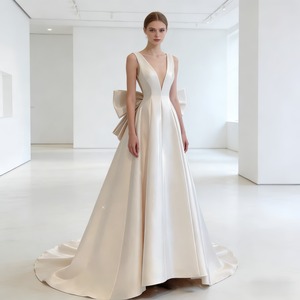 Nouvelle Robe de Mariée <span class=keywords><strong>Grande</strong></span> <span class=keywords><strong>Taille</strong></span> Maternité Coupe A-Line Longue à la Cheville avec Dentelle et Maille, <span class=keywords><strong>Taille</strong></span> Naturelle Simple, Double Bretelle - Product Image 4