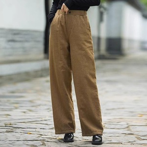 Women's High Waisted <b>Corduroy</b> Pants Dark <b>Green</b> Loose Fit Straight Leg Autumn Winter Warm Thickened Casual <b>Trousers</b> - Product Image 3