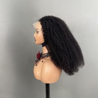 Perruque Lace Front 360 Highlight Afro Kinky Curly Brésilienne Vierge 18 Pouces Pré-Pluckée avec Baby Hair Densité 280% Couleur Naturelle