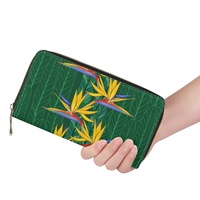 Fournisseur personnalisé Aloha Hawaiian Bird of Paradise Prints Porte-cartes en cuir Pu Portefeuille imprimé à la demande Portefeuille en cuir de mode