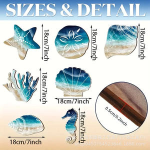 Beach Themed Starfish Seashell Wall Decals Multi Piece Set <b>Rustic</b> Ocean <b>Decor</b> For Bathroom <b>Home</b> Garden Office Spaces - Product Image 3