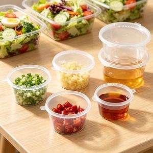 Tapa Desechable Ecológica de Plástico PP Transparente para Vasos de Porción, para Salsas, Aderezos, Condimentos, Muestras, Eventos, Personalizable - Product Image 2