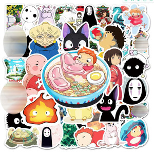 ZY0928C 50 pièces/paquet <span class=keywords><strong>Miyazaki</strong></span> Hayao Totoro & Chihiro autocollants pour fille bagages guitare planche à roulettes décorer autocollants étanches - Product Image 2