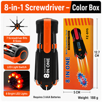 Jeu de tournevis LED 8 en 1 personnalisé orange, outil de réparation multifonction pour la maison, kit de tournevis Phillips