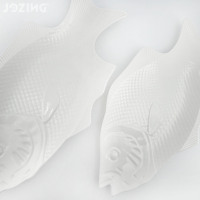 Assiette en céramique biodégradable en forme de poisson, blanche, moderne, 15x13 pouces, pour restaurants (vente en gros)