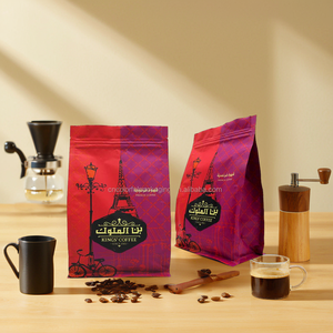 Sachet refermable de 12 oz à fond plat pour <span class=keywords><strong>café</strong></span> et aliments avec valve, résistant à l'humidité et impression en gravure - Product Image 1