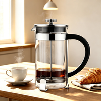Cafetière à piston avec logo personnalisé, corps transparent en verre borosilicate, 350 ml, 600 ml, 800 ml, 1000 ml, théière et cafetière