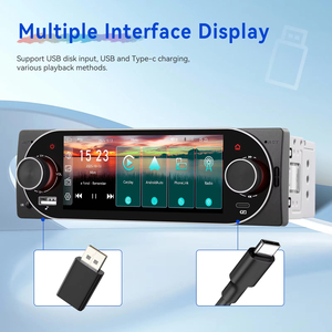 วิทยุติดรถยนต์ Podofo ขนาด 5.1 นิ้ว แบบ Single Din รองรับ Wireless/Wired Carplay และ Android Auto เครื่องเล่น MP5 พร้อมช่อง USB/BT FM Aux In+ ไมโครโฟน - Product Image 2