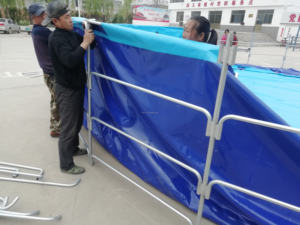 유연한 PVC 및 캔버스 방수 아연 도금 라운드 어항 양식 용 수영장 용 접이식 양식 장비 - Product Image 3