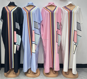 Nouvelle Robe Ample à Rayures et Col en <span class=keywords><strong>V</strong></span> Imprimé Africain pour Femme, Taille Plus, Idéale Été, Automne et Usage Quotidien 2026 - Product Image 1
