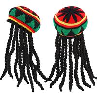 Homme Femme COS Perruque Tresse Chapeau Tricoté Octogonal Jamaïcain Fil Tricoté Halloween Rasta Chapeaux Dreadlocks Casquettes