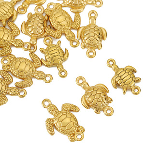 Sea <b>Turtle</b> Connector Charm Double Loop | PVD Gold Plated Stainless Steel Casting Link for DIY <b>Bracelet</b> Necklace Jewelry Making - Product Image 1