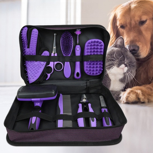 9-Piece <b>Pet</b> Grooming Kit: Dog & Cat Brush, Deshedding Comb, Nail <b>Clippers</b>, Scissors - Perfect Gift - Product Image 2