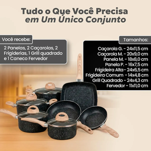 Batterie de cuisine en céramique antiadhésive en promotion avec poignées en bois et couvercles en verre, compatible lave-vaisselle et four, pour cuisinières à gaz et à induction - Product Image 6