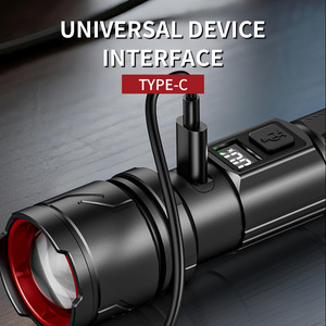 Lampe torche LED ABS blanche à zoom haute luminosité, best-seller transfrontalier, recharge rapide Type-C, portée de faisceau 500m+, idéale pour le camping - Product Image 2