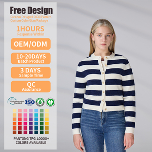 Custom Knitted Women's <b>Cardigan</b> Crew Neck Long Sleeves Knitted <b>Cardigan</b> <b>Sweater</b> for Autumn Winter - Product Image 2