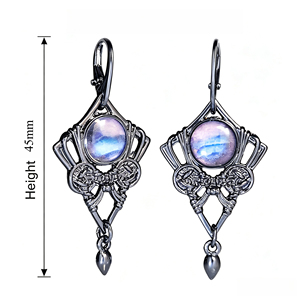Orecchini Pendenti Vintage a Forma di Lucchetto in Labradorite, Design Retrò, Gioielli di Moda per Donne - Product Image 5