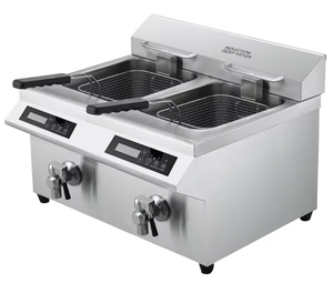 Cuisinière à induction commerciale 3500W/5000W avec deux friteuses à induction et contrôle tactile de la température AM-CD24F201 - Product Image 1