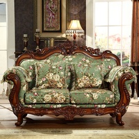 Ensemble de canapés en tissu de style européen 123, combinaison pour salon, style américain, grand appartement résidentiel, bois massif sculpté, haut de gamme