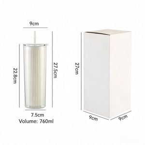 Gobelet personnalisable à double paroi striée de 24 oz avec paille transparente, idéal pour la décoration artisanale et la personnalisation en résine - Product Image 4