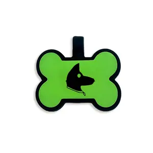 Bone Shape Green Dog Tag Popular Silicone Free Sample Tag High Quality QR Code Print Pet ID