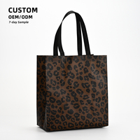 Sac de shopping non tissé à imprimé léopard, sac fourre-tout réutilisable avec logo personnalisé, sac écologique recyclé à imprimé animal, vente en gros