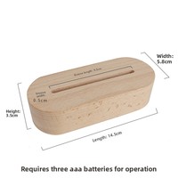 Support d'affichage LED à base carrée en bois alimenté par piles AAA pour usage domestique, design moderne, lumière blanc chaud à intensité variable, lampe de nuit artistique DIY