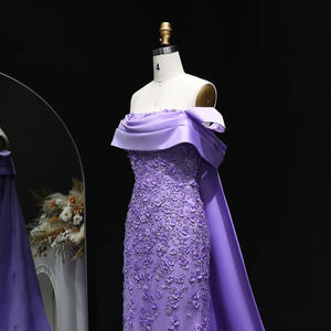 कैपे 3 डी फूलों के साथ कंधे की मत्स्यांगना शाम की पोशाक महिलाओं की शादी प्रोम पार्टी गाउन अबितो दा दा स्पा lsz555 - Product Image 4