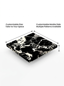 Mesa de Centro Moderna Luca de Mármol Natural Negro Marquina con Base Cuadrada, Mueble de Lujo para Sala de Estar - Product Image 5