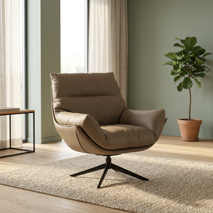 Sillón de Cuero Moderno, Respaldo Sólido, Relleno de Espuma Suave, Muebles para Sala de Estar, Estilo Contemporáneo - Product Image 4