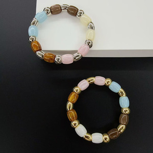 S11488 Chic 18K oro plateado cuentas y acrílico Jade tambor pulsera con cuentas collar mujeres accesorios conjuntos de joyería - Product Image 3