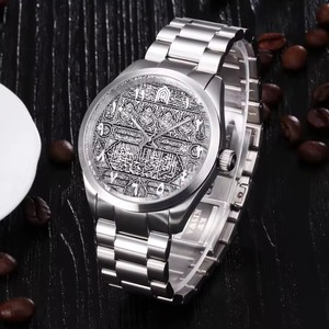 Drop Shipping Men's Stainless Steel Classic <b>Watch</b> With Analog Quartz Movement <b>Arabic</b> Number Dial Calendar Display Sport Style - Product Image 5