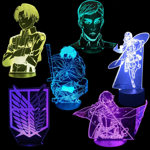Figura de Anime Rivaille Ackerman, Eren Jaeger, <span class=keywords><strong>Shingeki</strong></span> <span class=keywords><strong>No</strong></span> <span class=keywords><strong>Kyojin</strong></span>, Ataque a los Titanes, Lámpara LED 3D con Luz Nocturna, Regalos para Dormitorio y Fiestas - Product Image 2