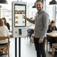 Kiosque de commande automatique WUXIN 15,6/21,5 pouces avec base et écran rotatifs, totem de libre-service avec lecteur de codes-barres et SDK intégré