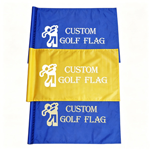 Drapeau de golf à carreaux résistant aux intempéries, disponible en gros à prix abordable, taille personnalisée, avec tube en plastique intégré pour un montage facile sur poteau - Product Image 1