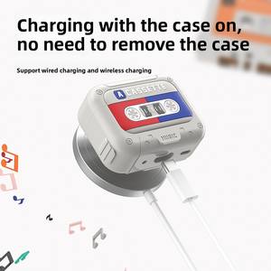 Funda de silicona con diseño de audio musical a la moda <span class=keywords><strong>para</strong></span> <span class=keywords><strong>Airpods</strong></span> 4 / <span class=keywords><strong>Pro</strong></span> <span class=keywords><strong>2</strong></span> con pulsera funda protectora multiusos <span class=keywords><strong>para</strong></span> deportes y gimnasio - Product Image 4