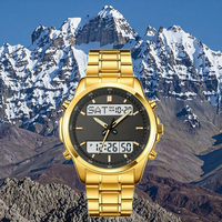 Jam Tangan Pria Digital Mewah Merk Ternama dengan Tali Baja Anti Karat, Tahan Air, Alarm, Kronograf & Layar LED